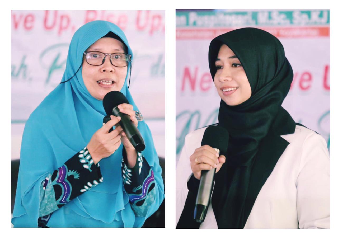 Gambar : Narasumber Pertama DR. dr. Warih Andan Puspitosari, M.Sc, Sp.KJ, dan Narasumber Kedua Istri Wakil Bupati Halsel, juga Sebagai Ketua Gabungan Organisasi Wanita (GOW) Halmahera Selatan, Ibu Rifa’at Al Sa’adah.