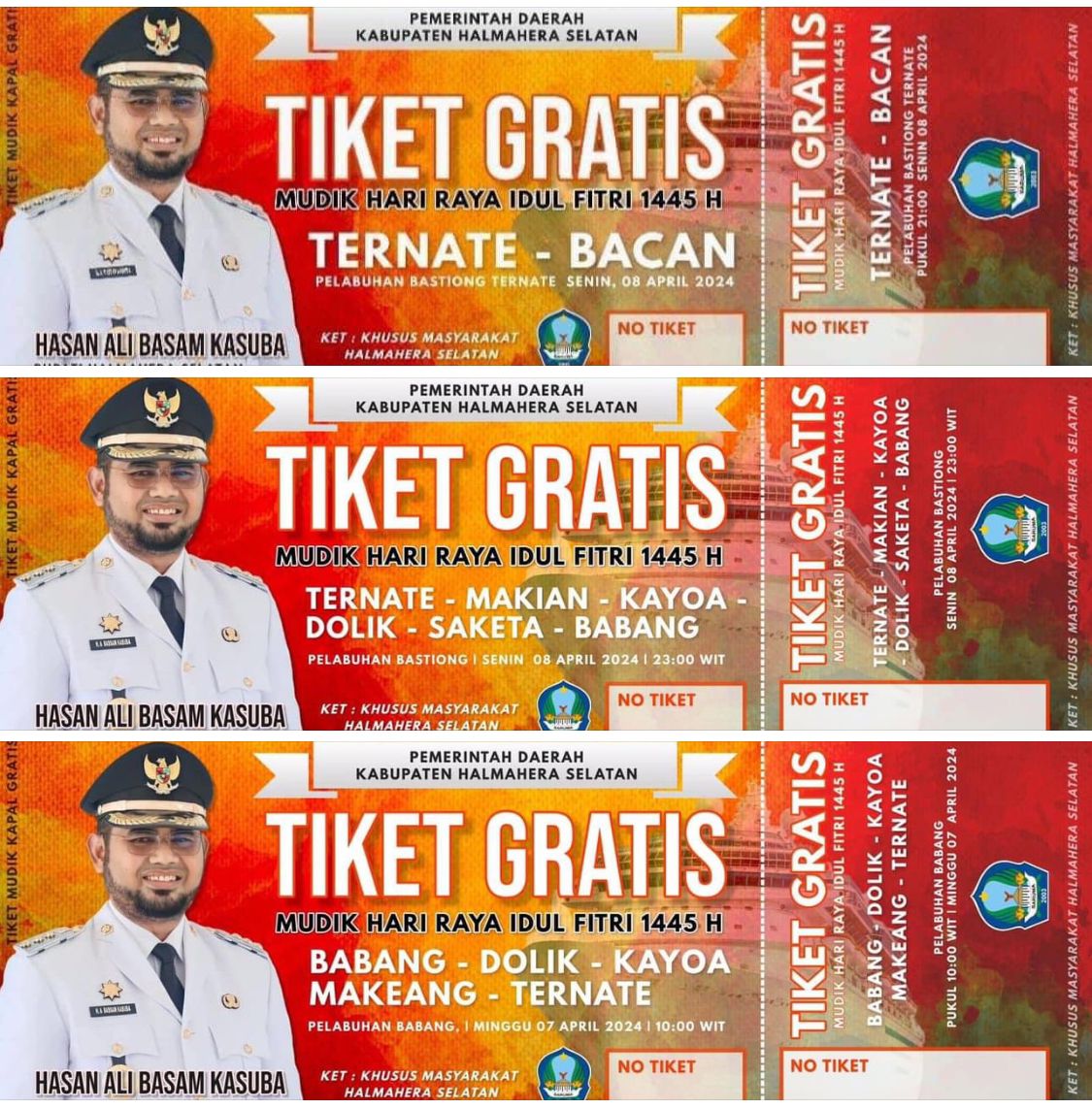 Gambar : Conto Tiket Mudik Gratis.