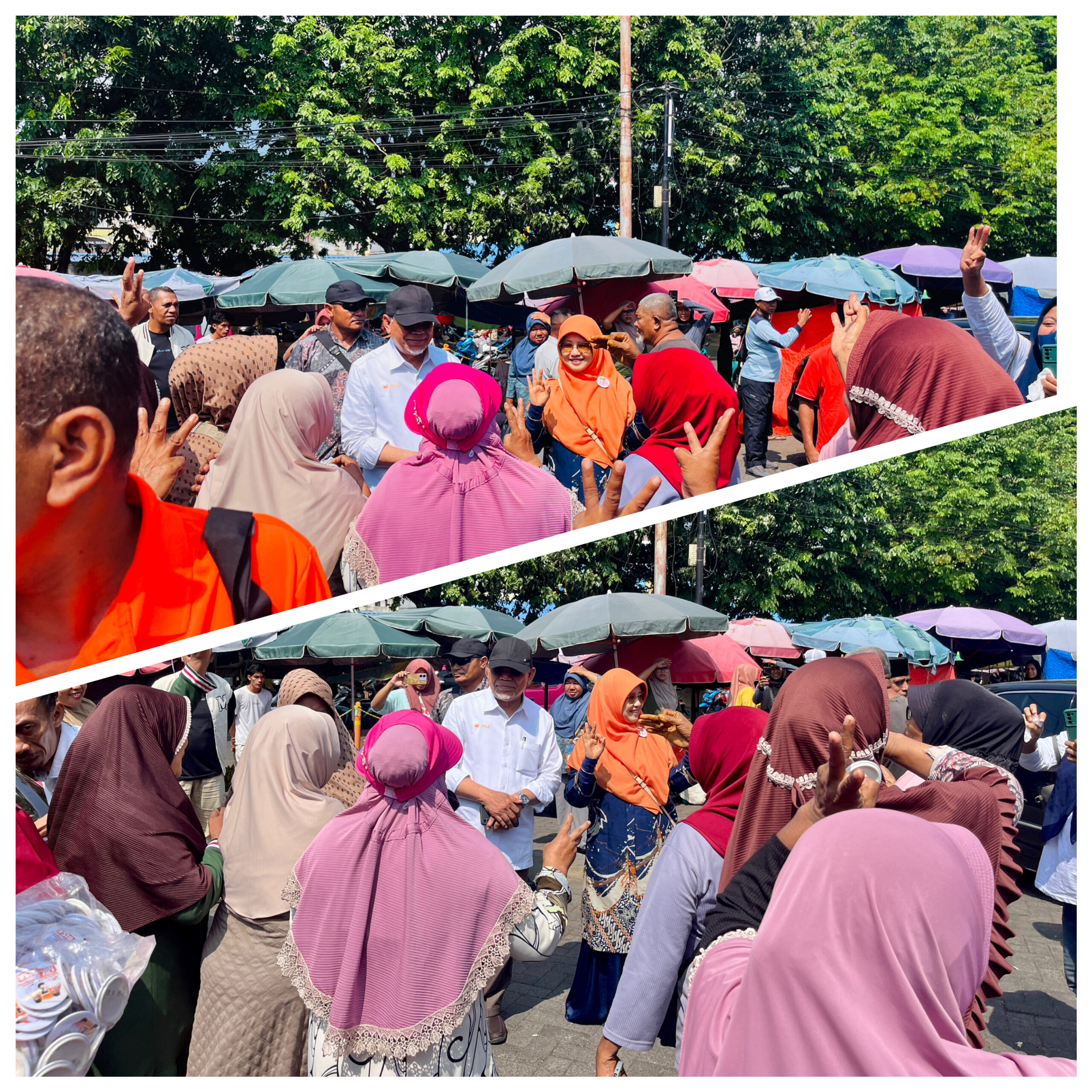 Gambar : Calon Gubernur MK bersama Istri Blusukan di Pasar Higenis.