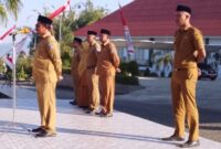 Gambar : Sekda Halsel Saat Pimpin Apel.