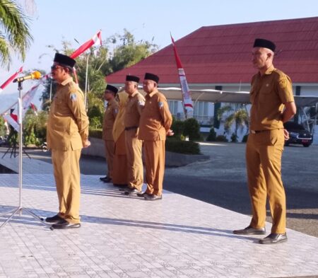 Gambar : Sekda Halsel Saat Pimpin Apel.